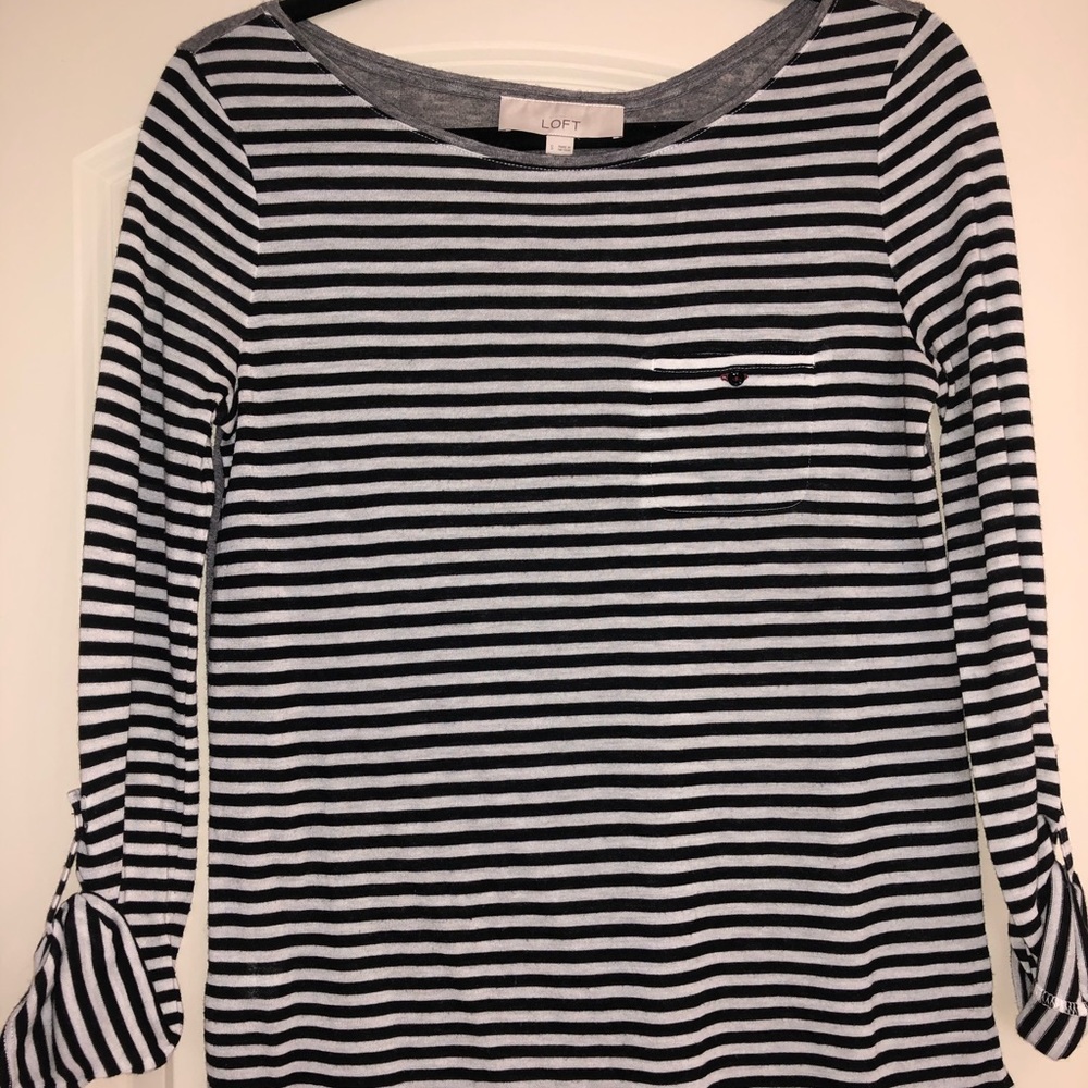 Loft B&W Striped Long sleeve Top